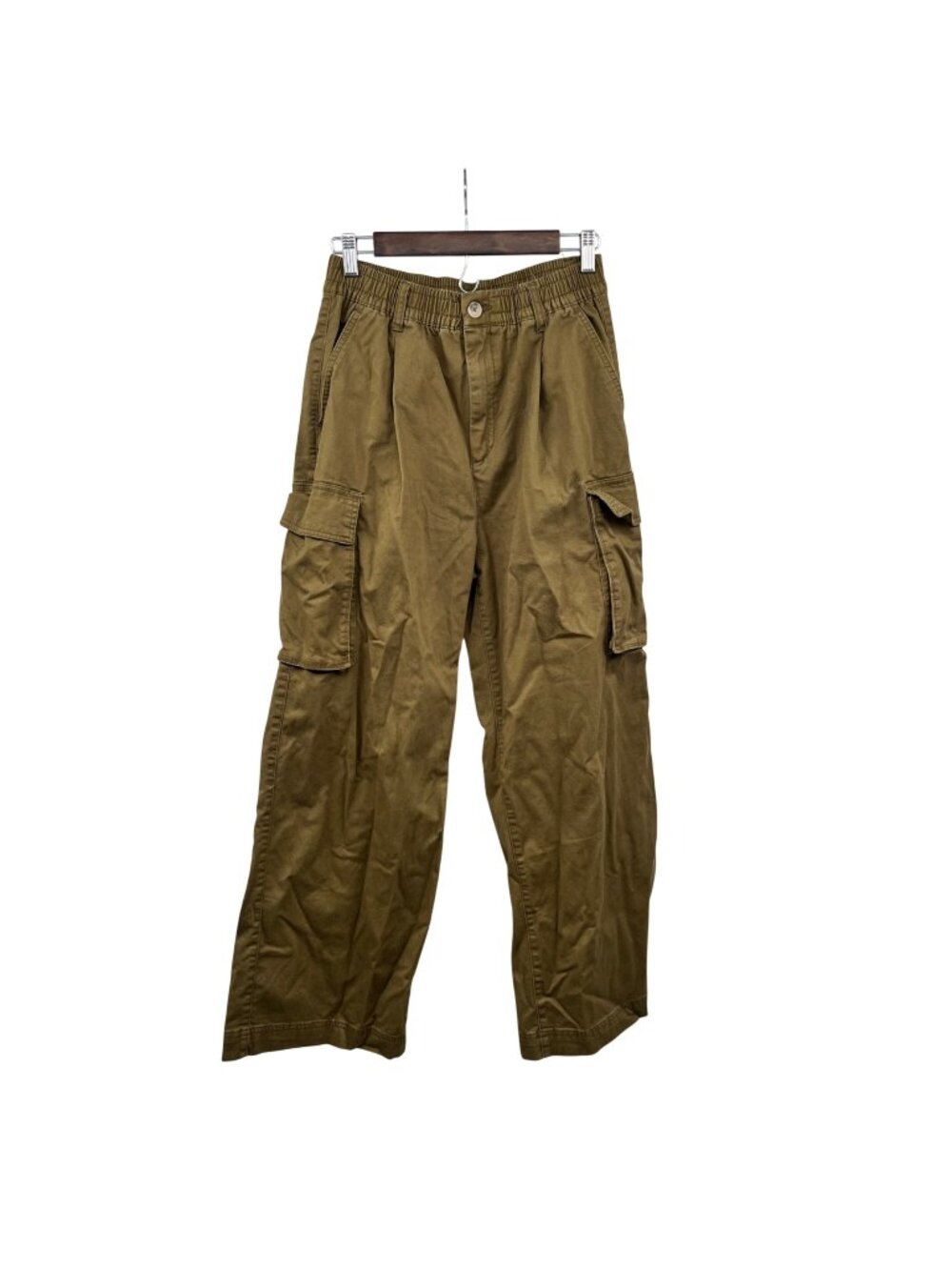 Old Navy Womens Wide Leg Cargo Pants Elastic Waist Pea Green Size Medium